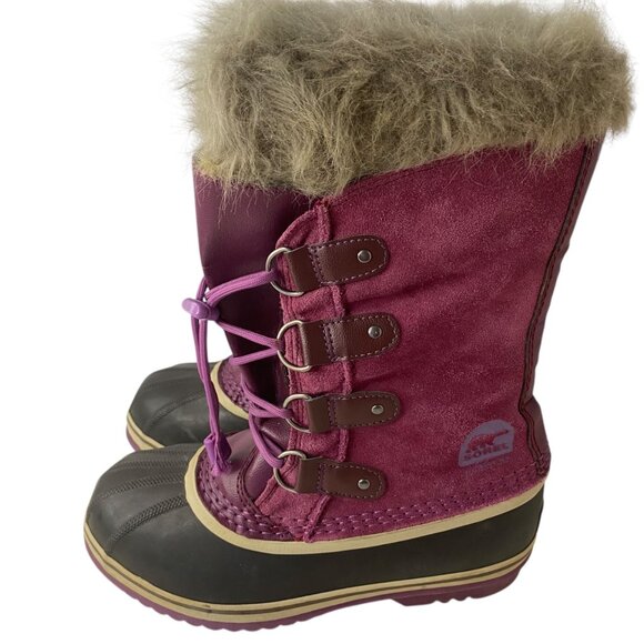 Sorel Joan of Arctic Women Suede Snow Boots Size 6 Faux Fur Waterproof Purple - Picture 1 of 8